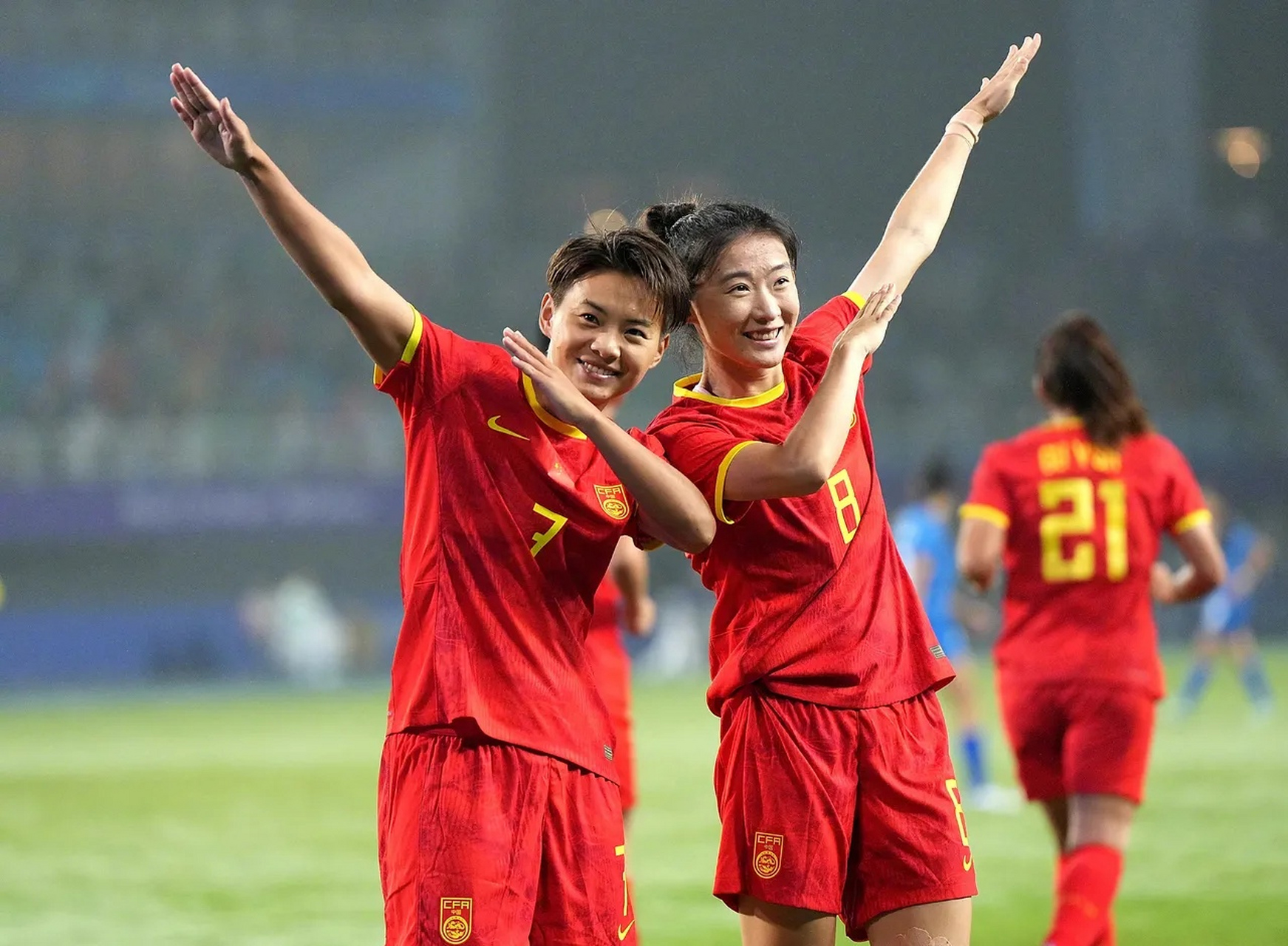 国际赛场上中国女足获得胜利